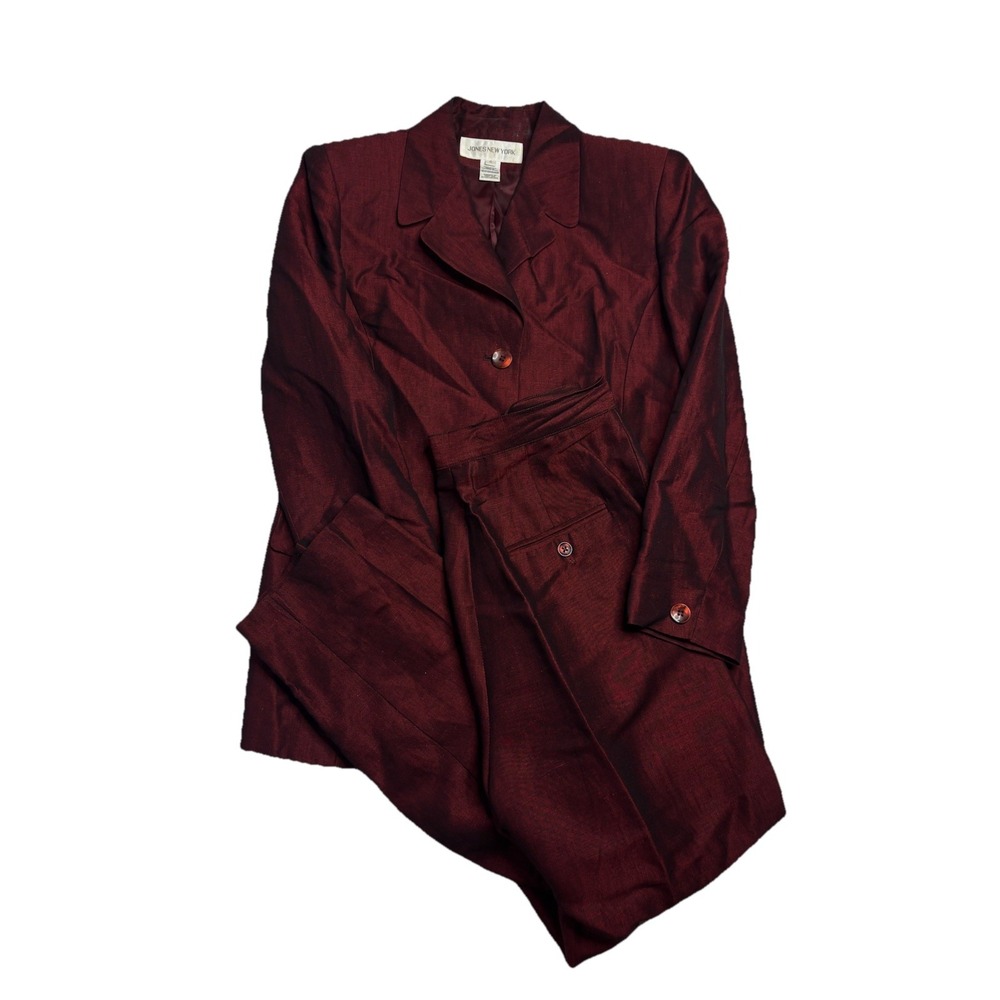 Jones New York Jacket Suit Set Size 8/10 Burgundy Sheen Dark Academia Vampire